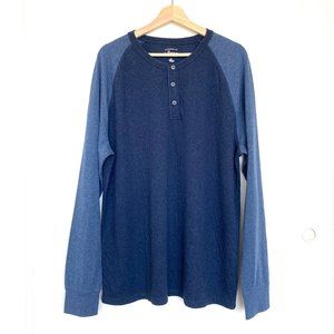 BASS Blue Long Sleeve Button Up Baseball Tee  Size Large